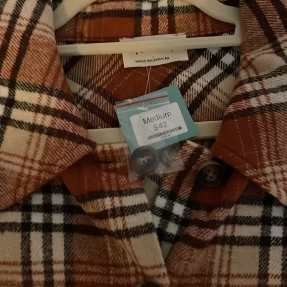 Plaid Brown wool women’s short jacket - Picture 2 of 3